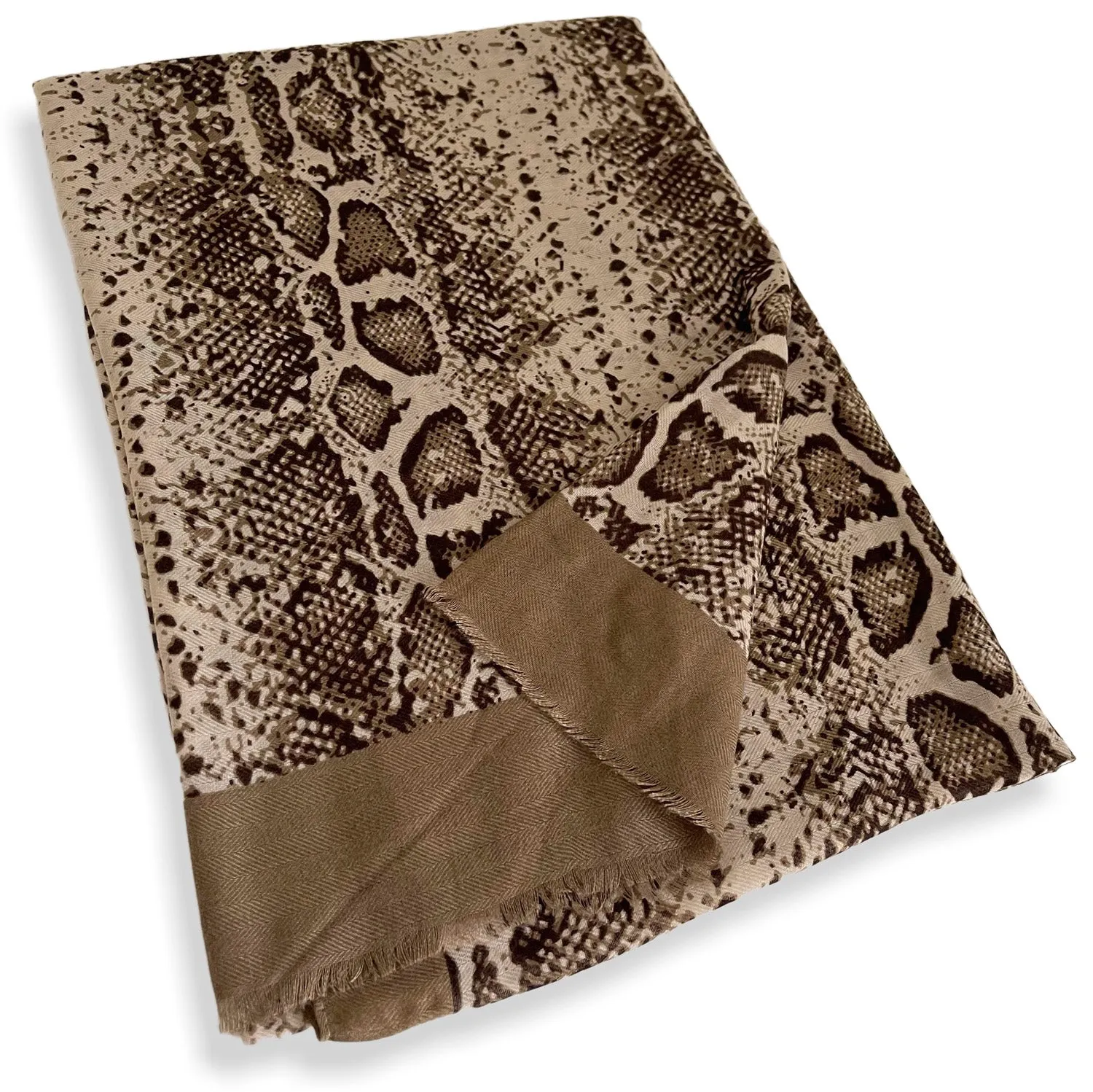 LONG TAUPE SNAKESKIN PRINT LIGHTWEIGHT SCARF