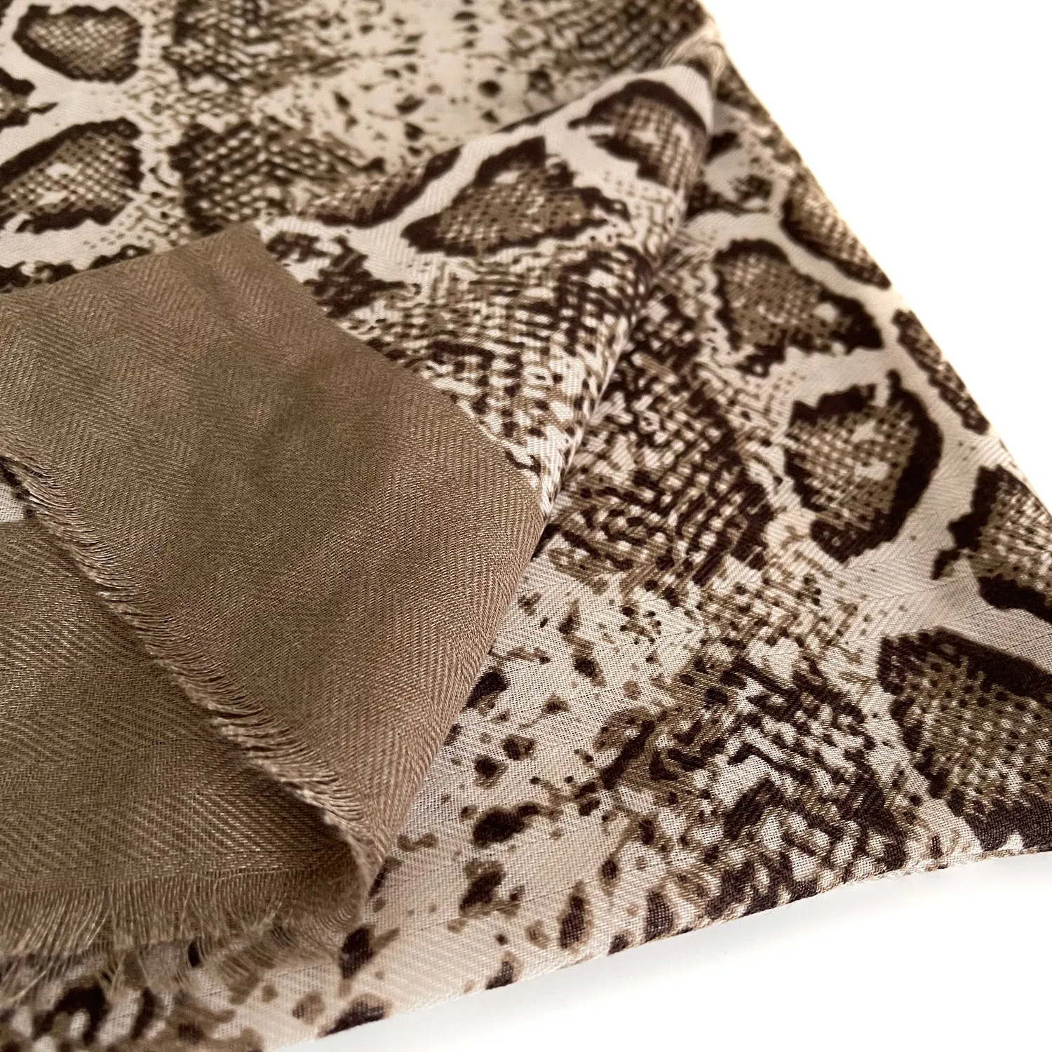 LONG TAUPE SNAKESKIN PRINT LIGHTWEIGHT SCARF