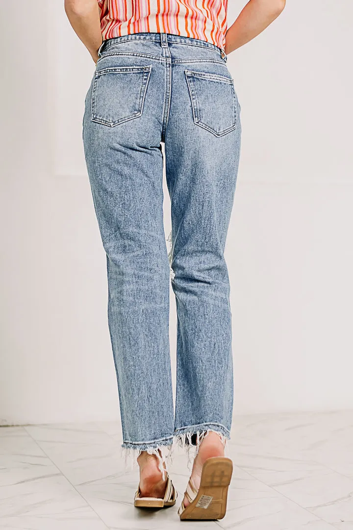 Made It Back Distressed Straight Leg Jeans