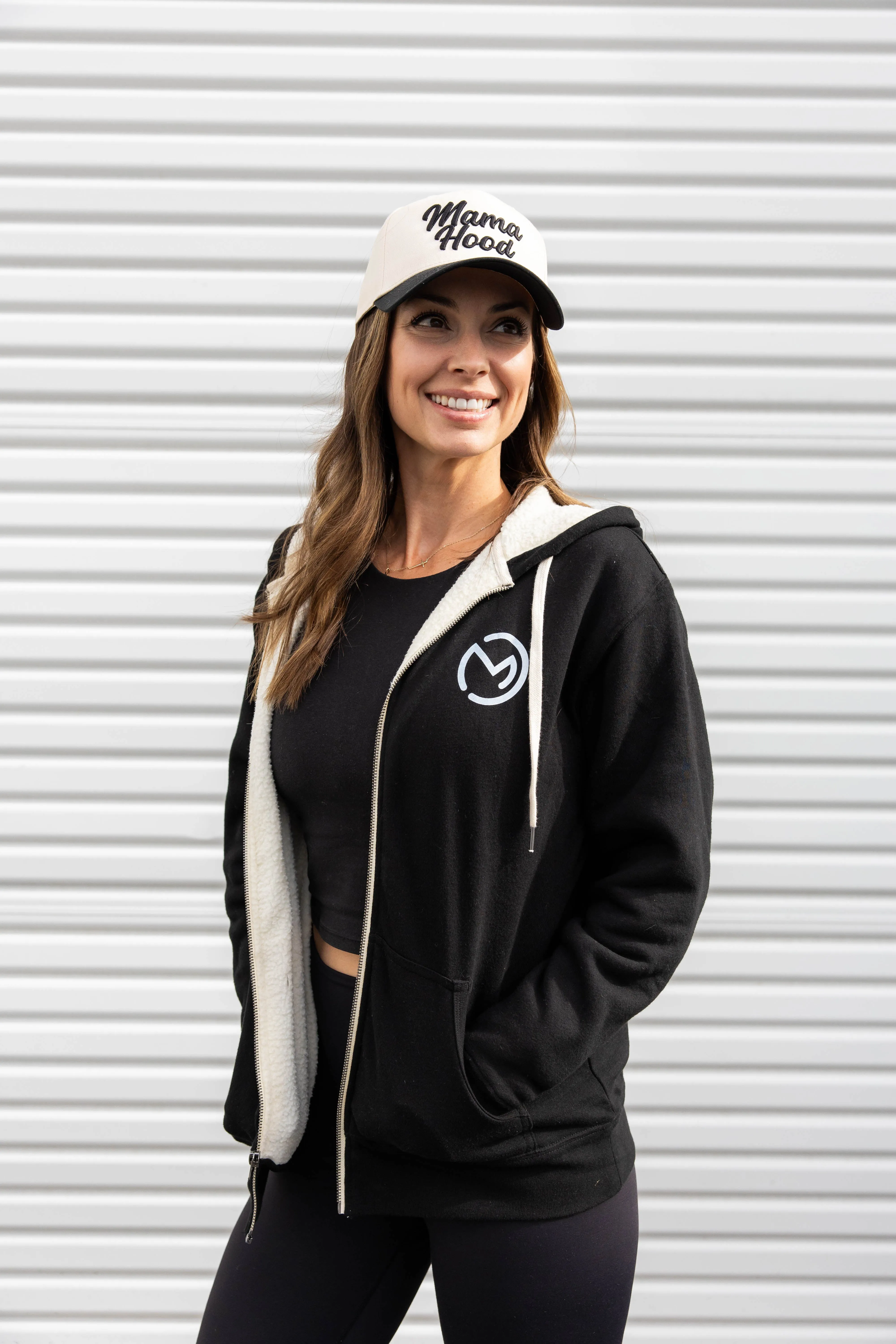 Mama Hood Sherpa Zip Up Hoodie