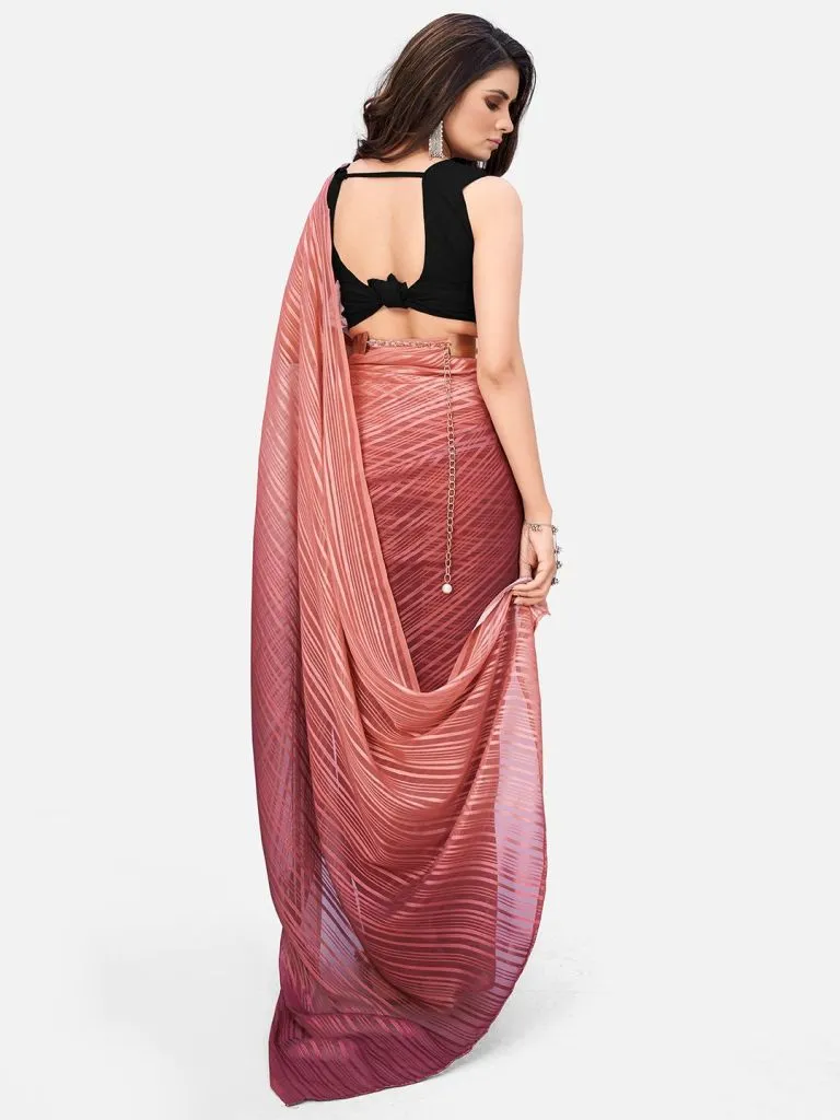 Marvellous Pink Ready to wear Saree With Belt