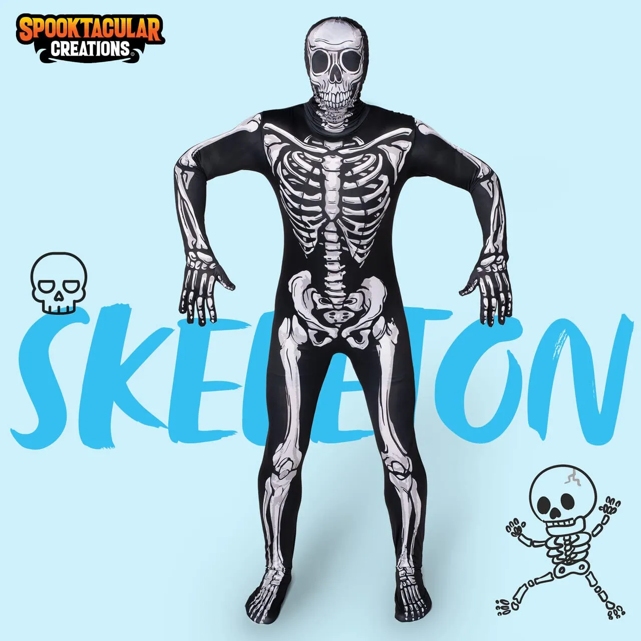 Men Realistic Skeleton Jumpsuit Costume