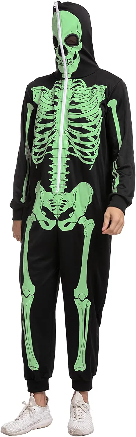 Men Skeleton Pajama jumpsuit(Glow in the Dark)-Adult