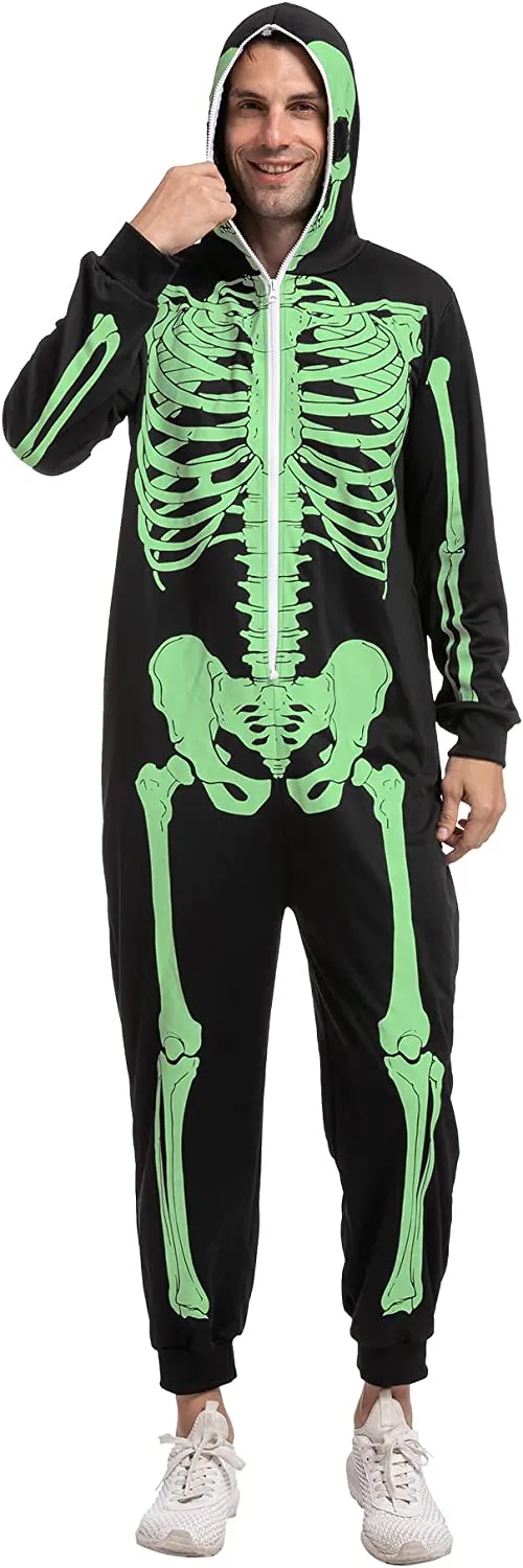 Men Skeleton Pajama jumpsuit(Glow in the Dark)-Adult