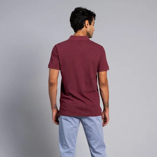 Merlot Evenings Maroon Cotton Polo T-Shirt