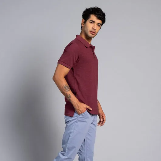 Merlot Evenings Maroon Cotton Polo T-Shirt