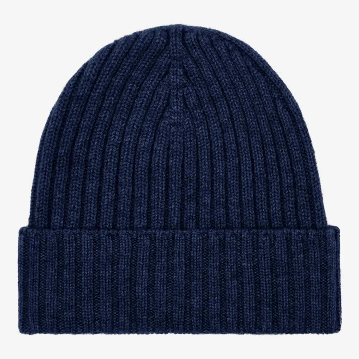 Milano (navy blue) - 100% cashmere ribbed beanie (unisex)