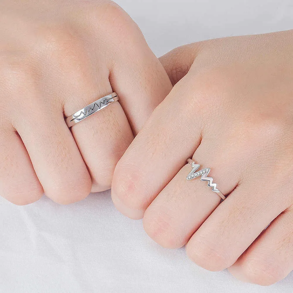 Minimalist Silver Couple Rings with Infinity Design