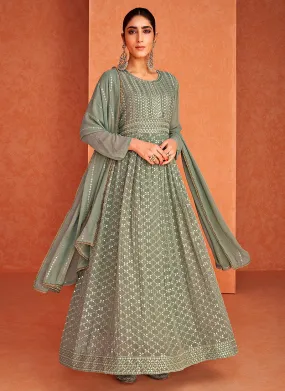 Mint Green Sequence Embroidered Anarkali Suit