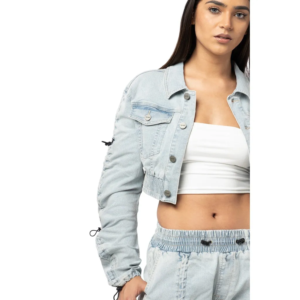 Multi Bungee Cropped Jacket - Speckle Blue