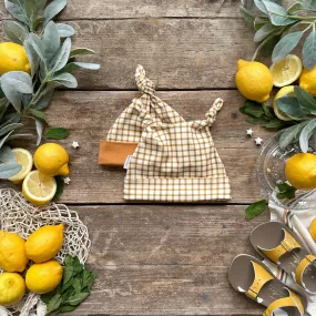 Mustard Gingham Knotted Hats