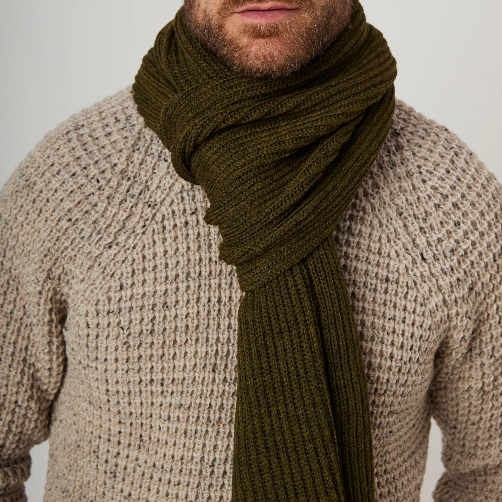 Olive Porter Ribbed Wool Scarf