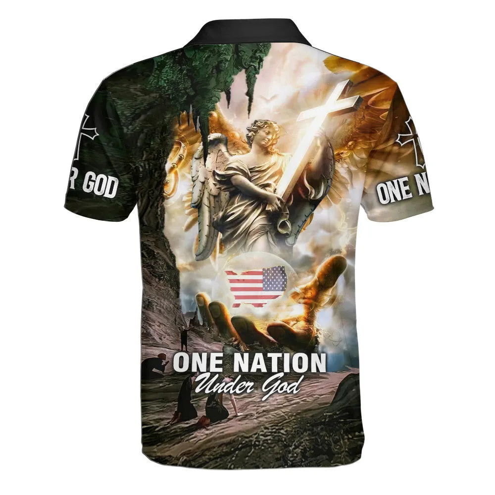 One Nation Under Jesus Christ Polo Shirt - Christian Shirts & Shorts