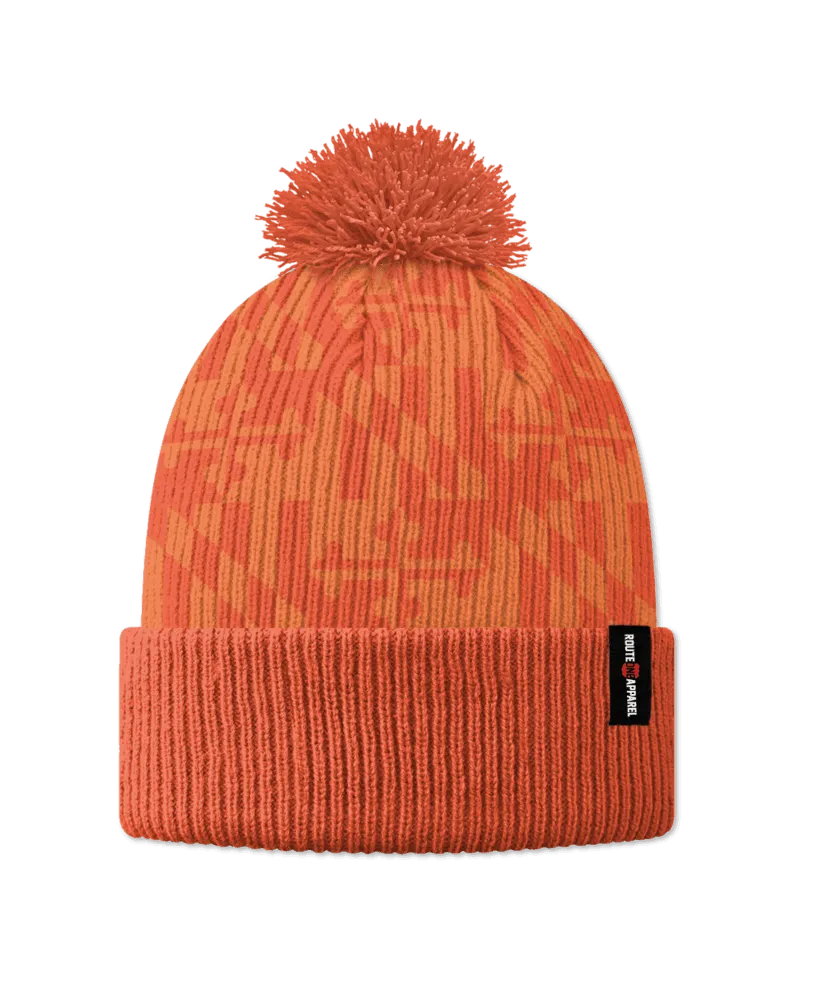 Orange Maryland Flag / Knit Beanie Cap w/ Pom-Pom