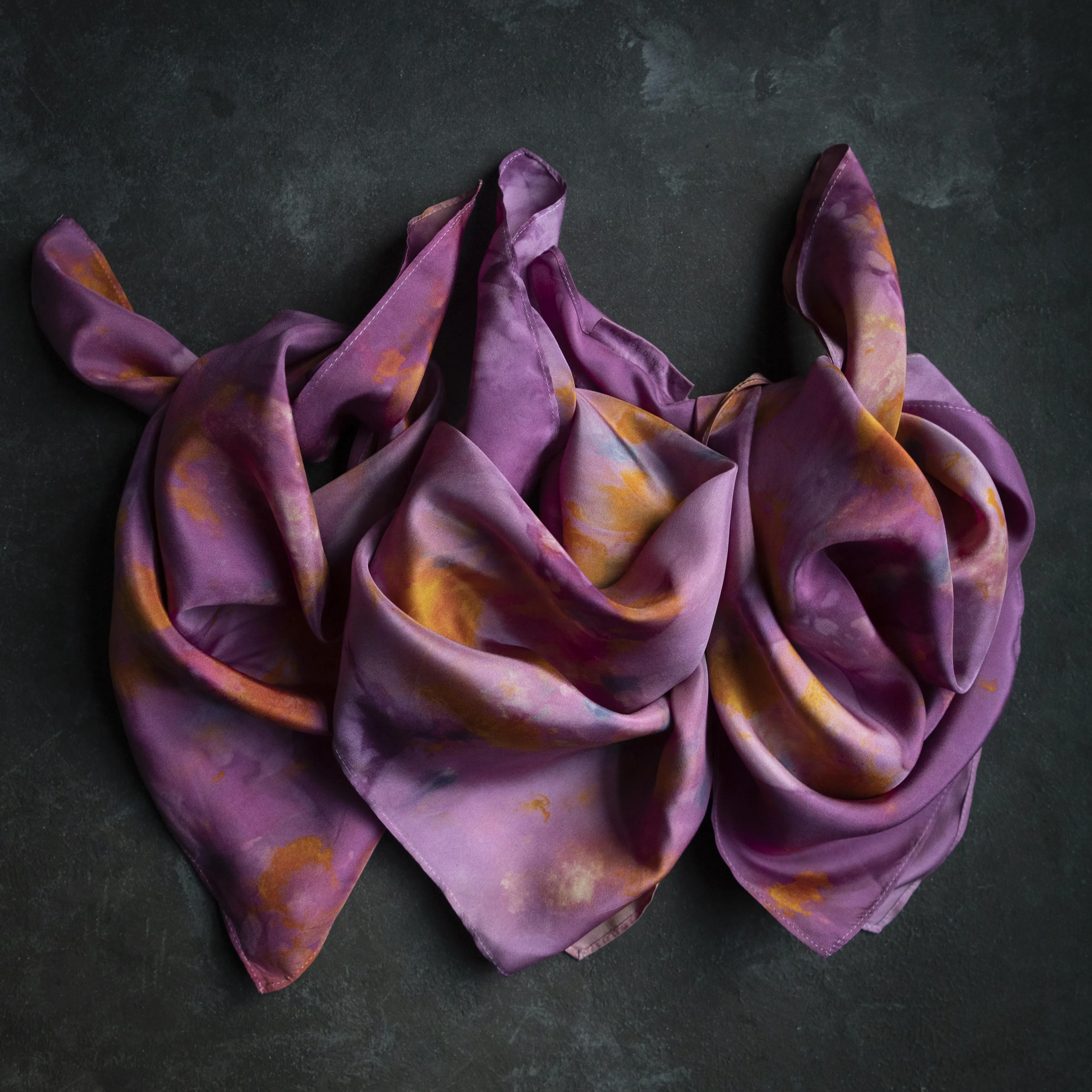 Original Eco-Print Silk Scarf 20 x 20" {Magenta}