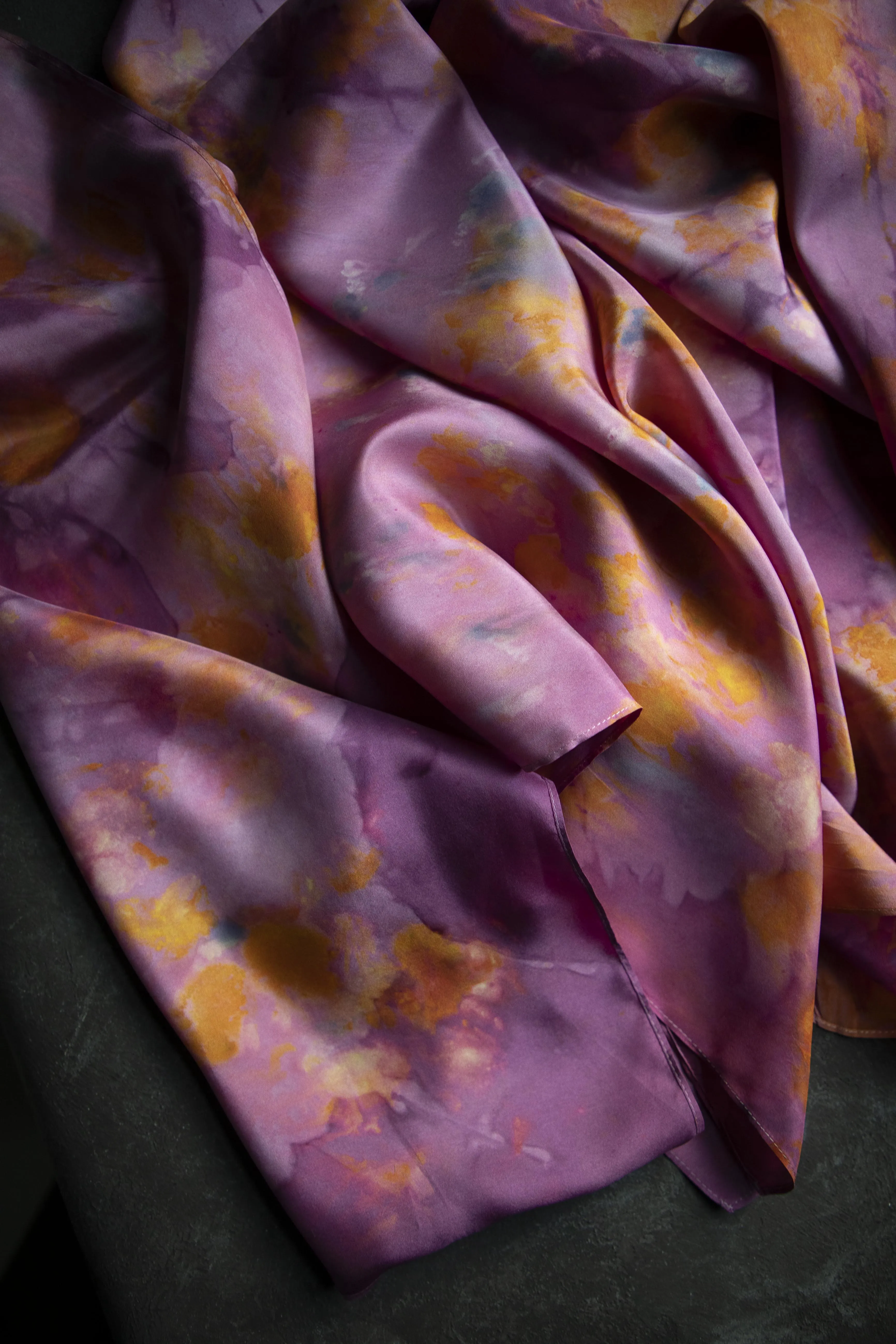 Original Eco-Print Silk Scarf 20 x 20" {Magenta}