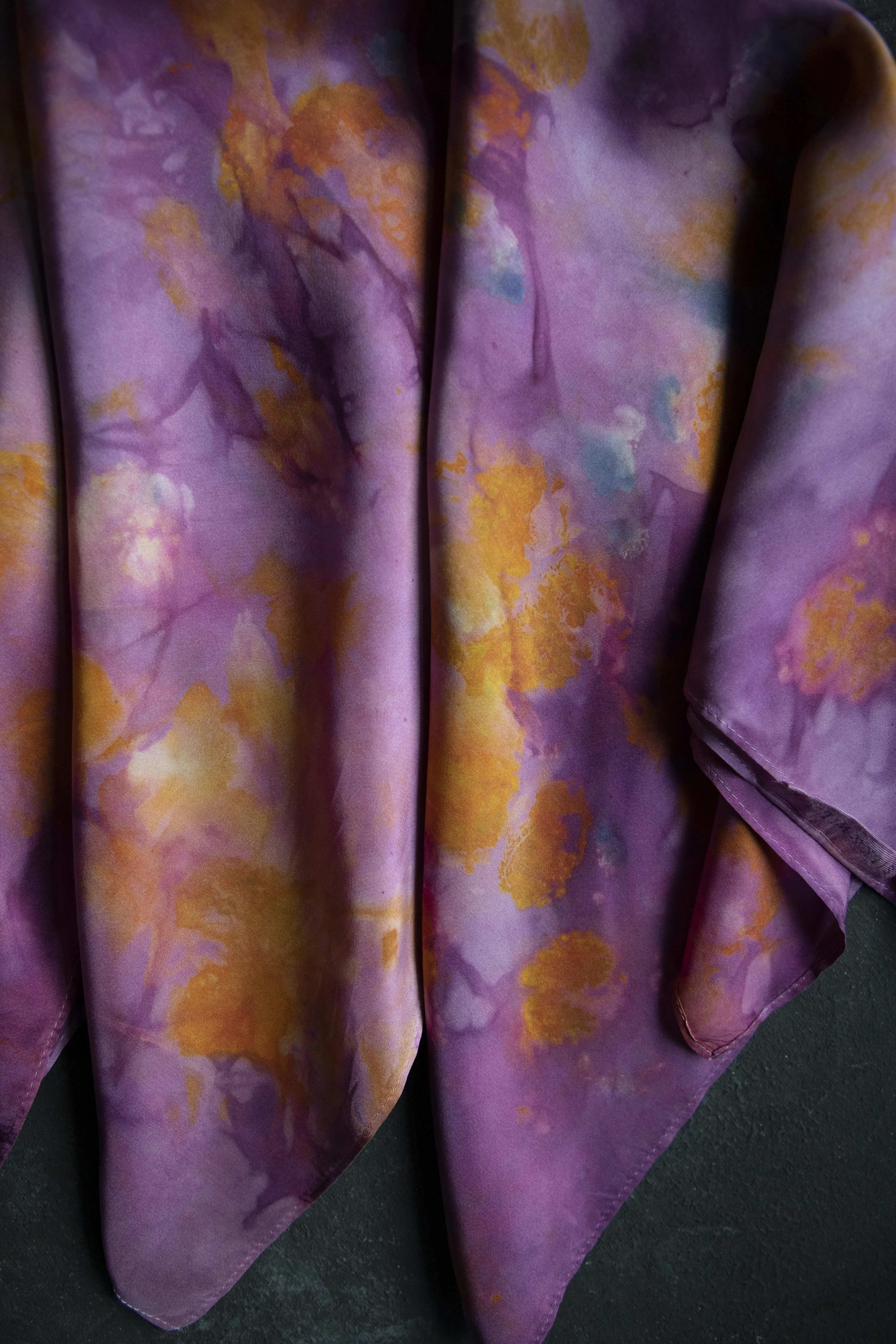 Original Eco-Print Silk Scarf 20 x 20" {Magenta}