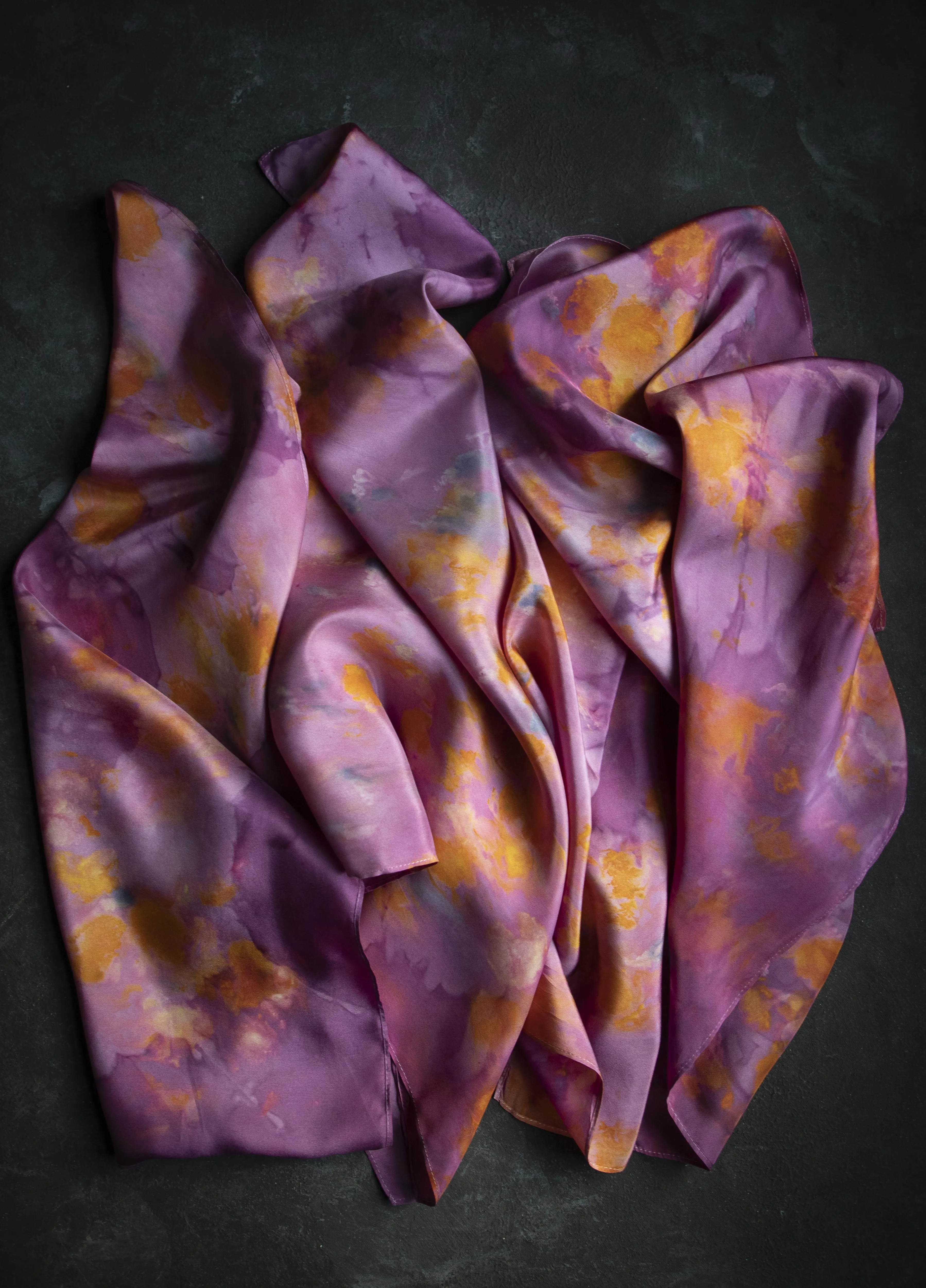 Original Eco-Print Silk Scarf 20 x 20" {Magenta}