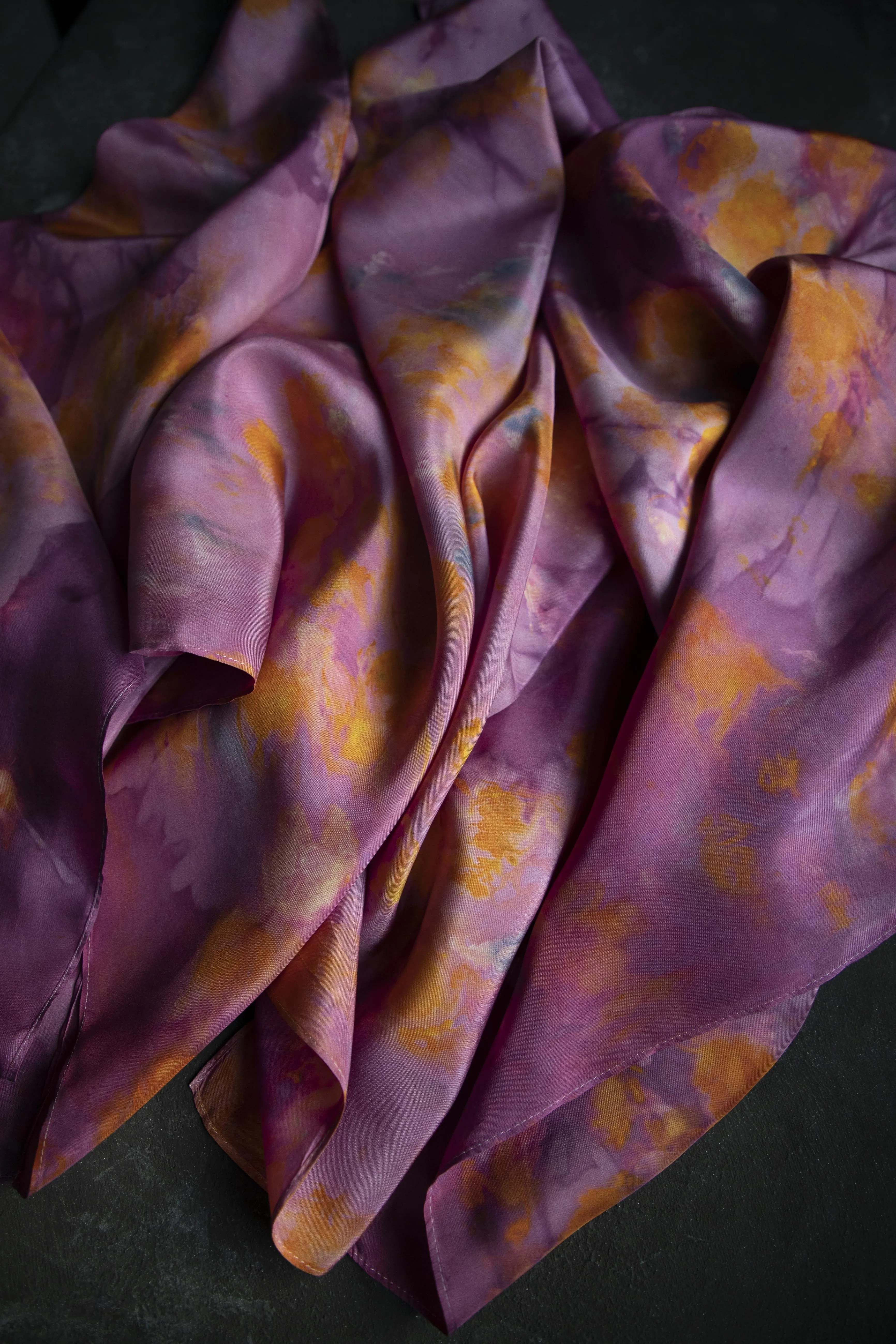 Original Eco-Print Silk Scarf 20 x 20" {Magenta}