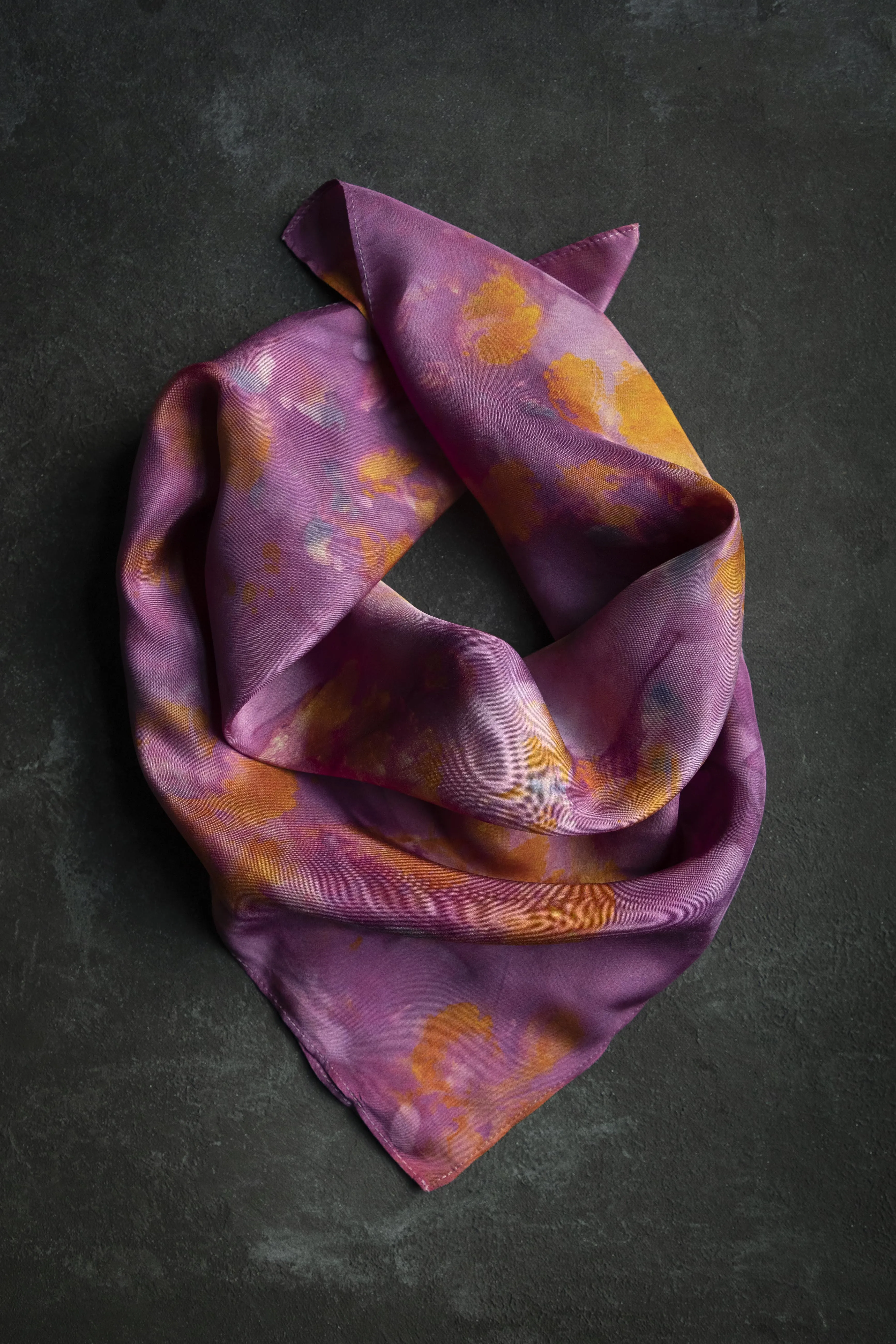 Original Eco-Print Silk Scarf 20 x 20" {Magenta}