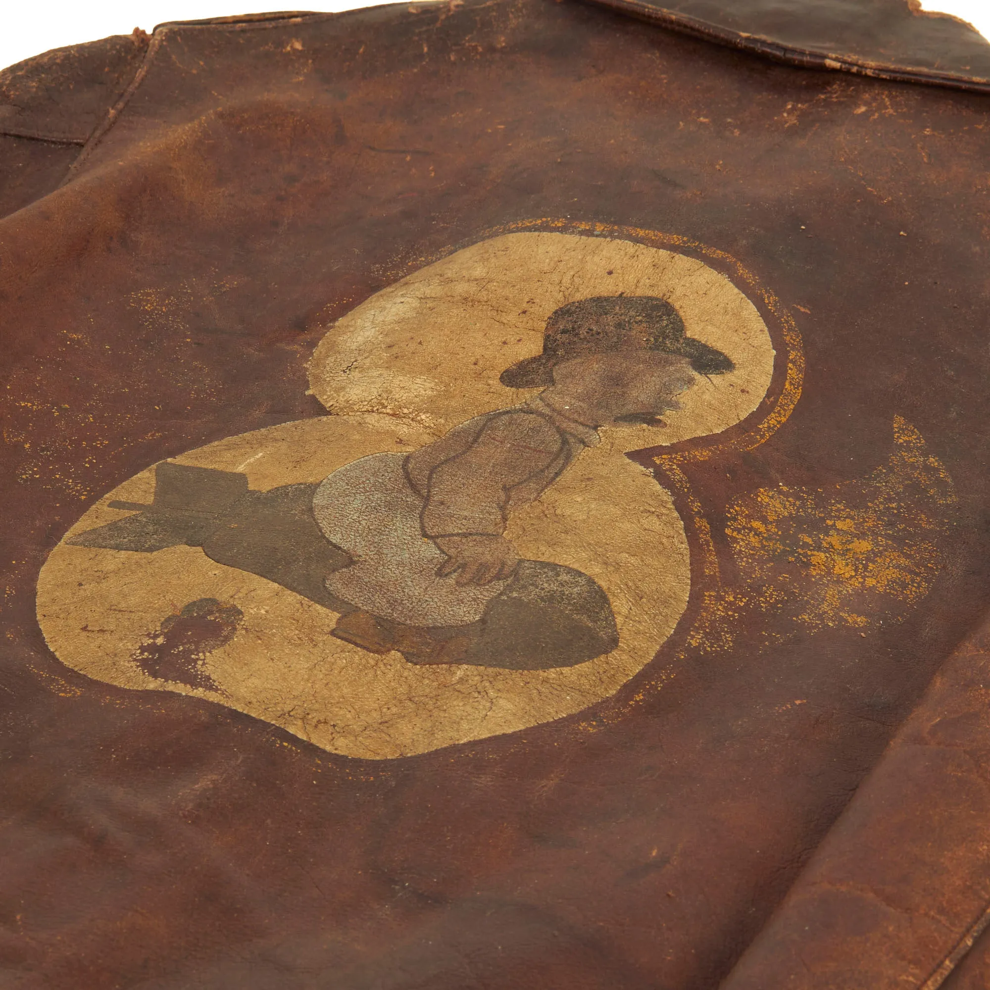 Original U.S. WWII 8th Air Force Moon Mullins Cartoon Character Painted A-2 Leather Flight Jacket Named to Sgt Leonard Itle - 368th Bomb Squadron