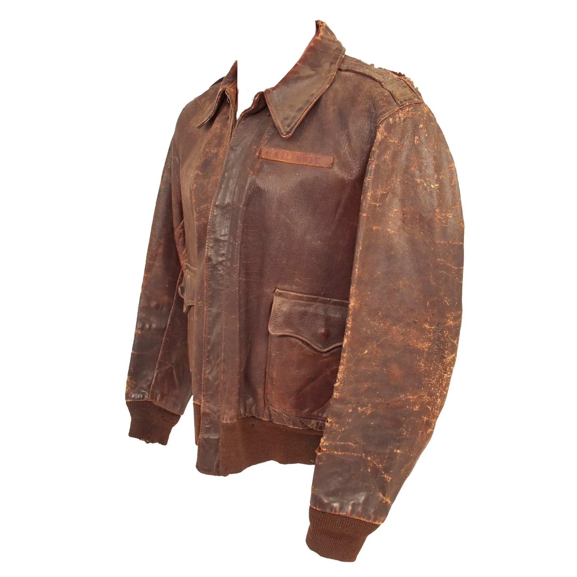 Original U.S. WWII B-24 Birthday Gift Painted A-2 Leather Flight Jacket Named to Lt Walter Kilimnik - 736th Bomb Squadron