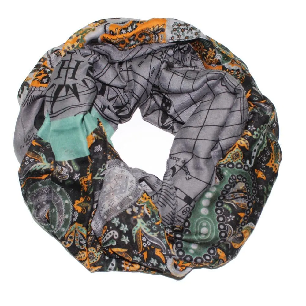 Paisley Map Infinity Scarf - Grey