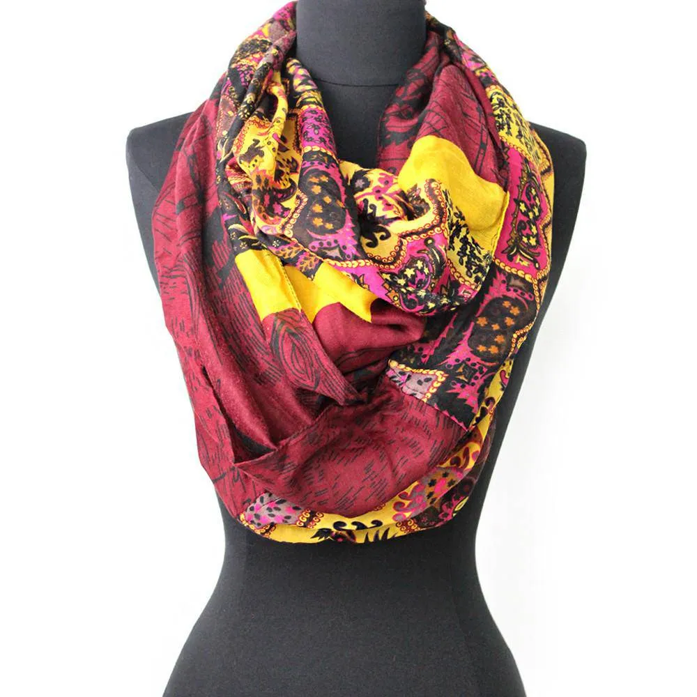 Paisley Map Infinity Scarf - Red