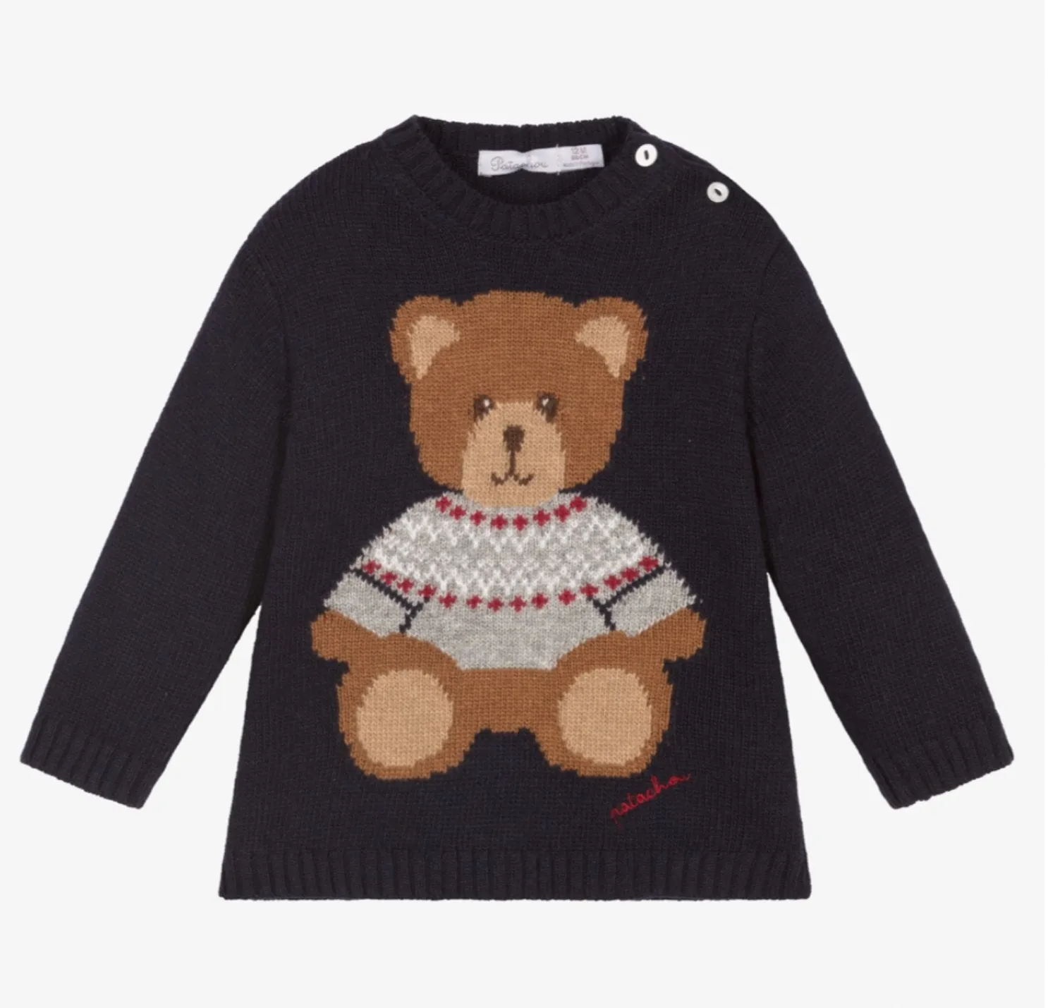 Patachou Baby & Toddler Boys Navy Teddy Bear Knit Sweater