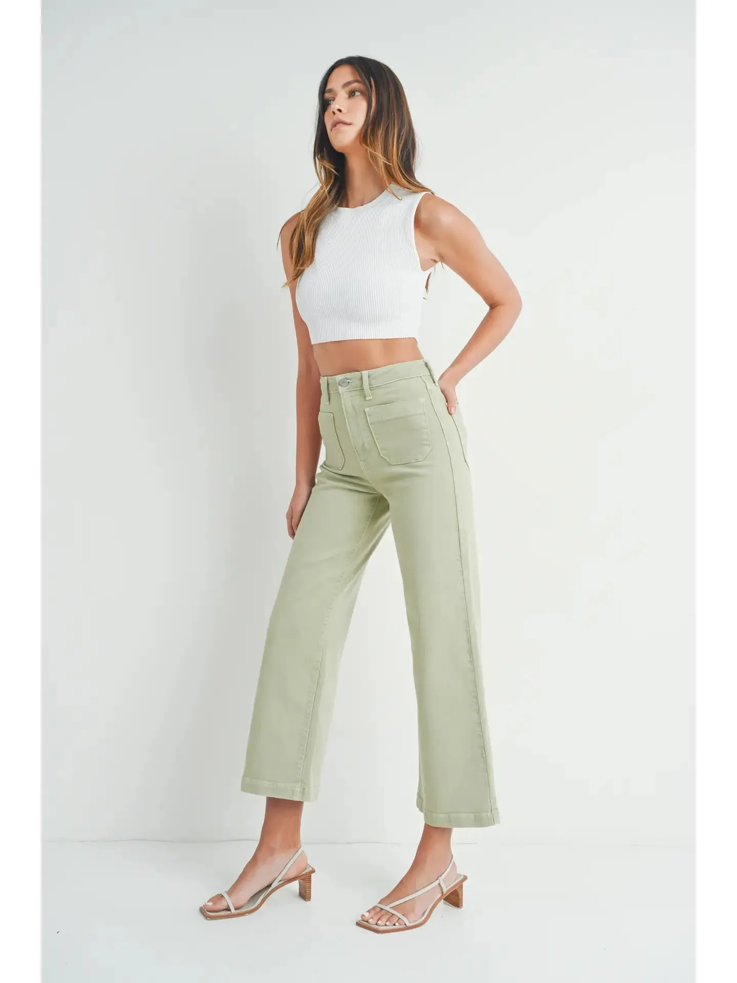 Patch Pocket Wide Leg in Sage