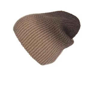 Pearl Stitched Brown Ombré Cashmere Hat