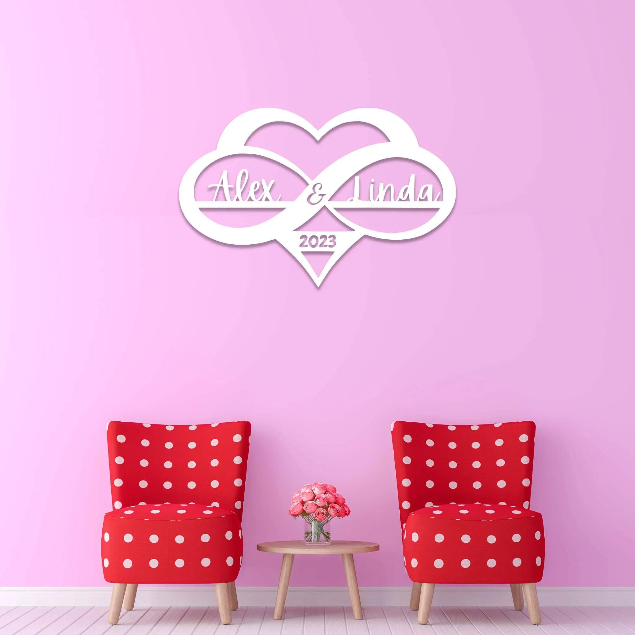 Personalized Infinity Heart Sign - Metal Wall Art