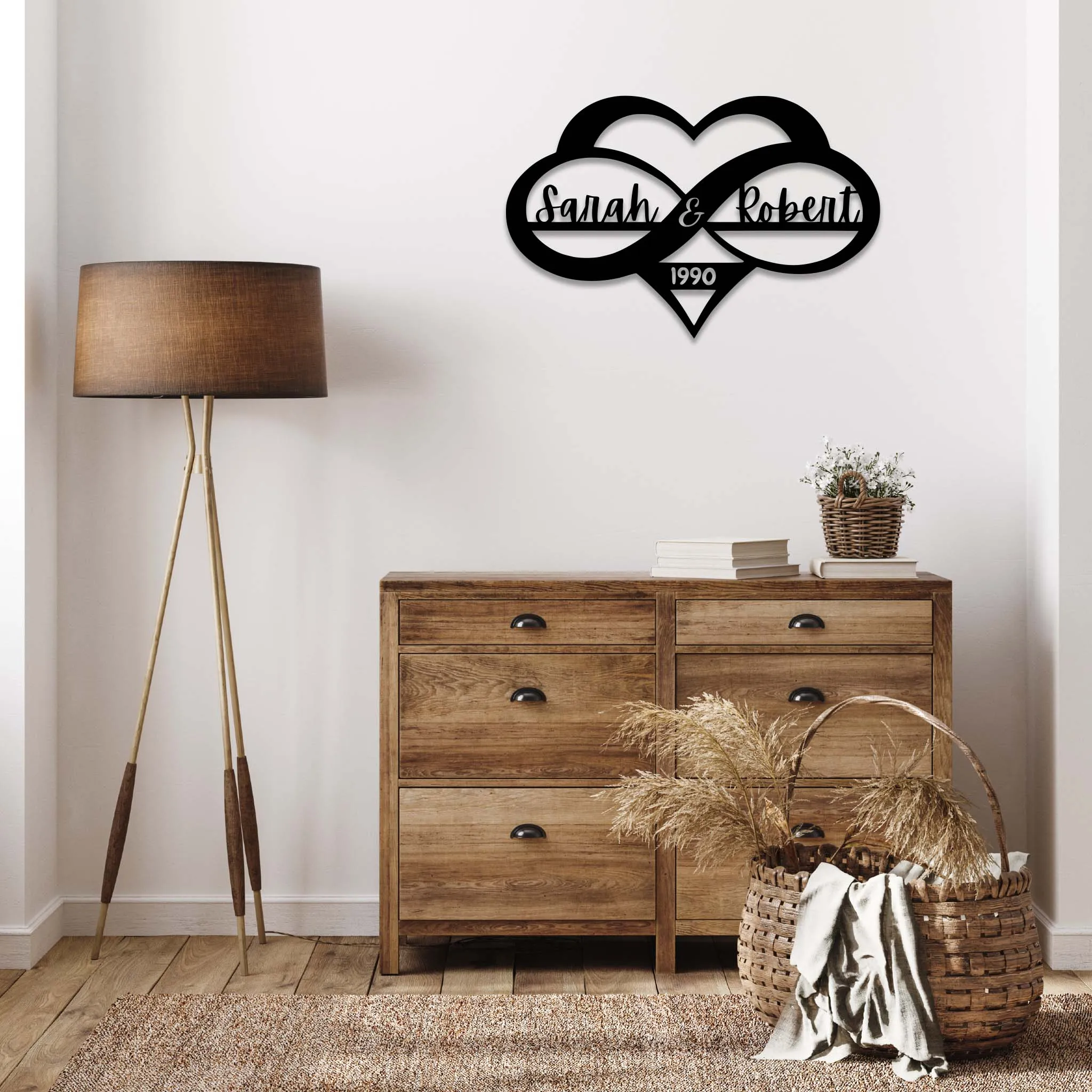 Personalized Infinity Heart Sign - Metal Wall Art