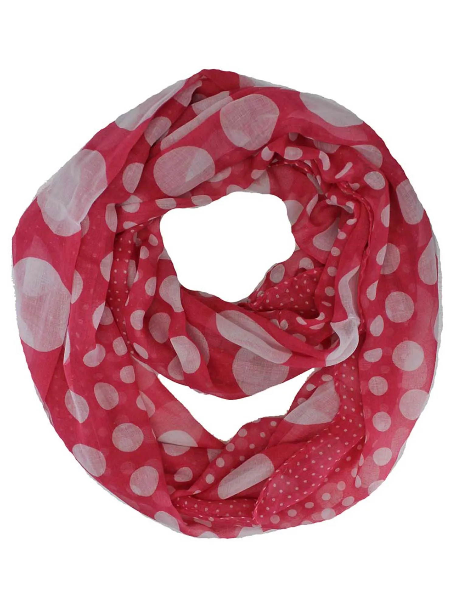 Pink & White Polka Dot Eternity Infinity Scarf