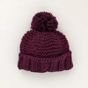 Plum Garter Stitch Beanie Hat