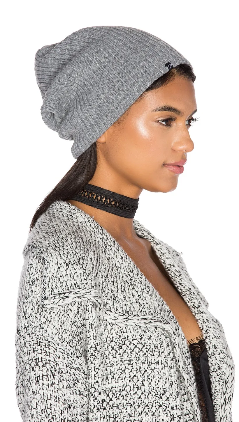 Plush Ribbed Knit Beanie Grey