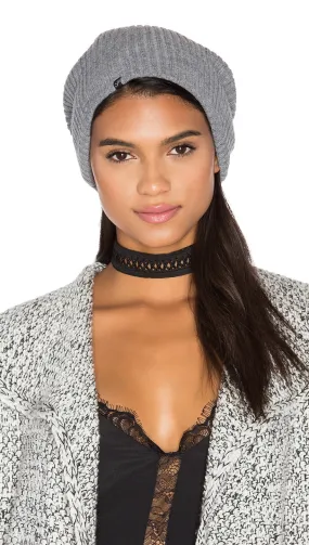 Plush Ribbed Knit Beanie Grey