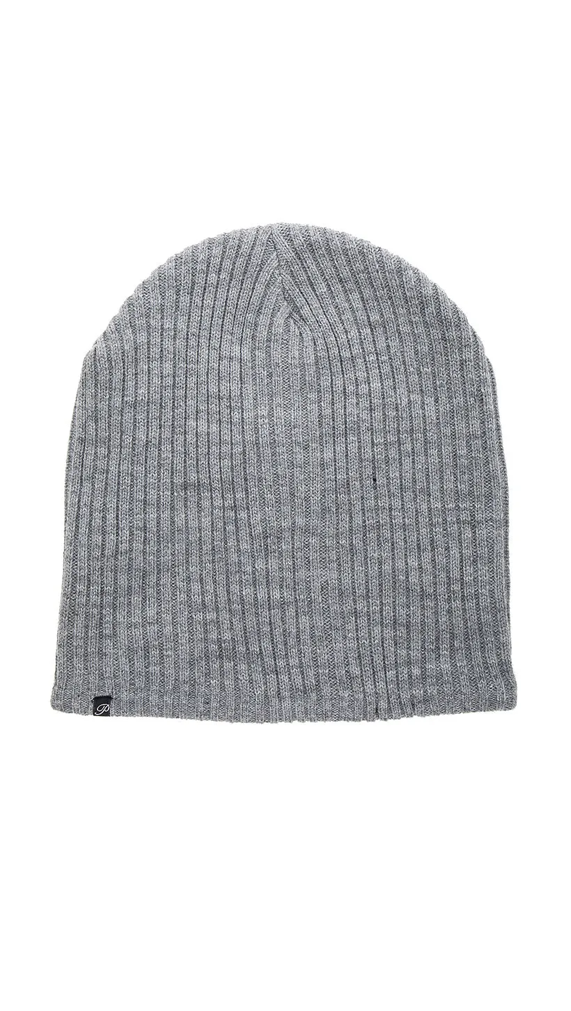 Plush Ribbed Knit Beanie Grey