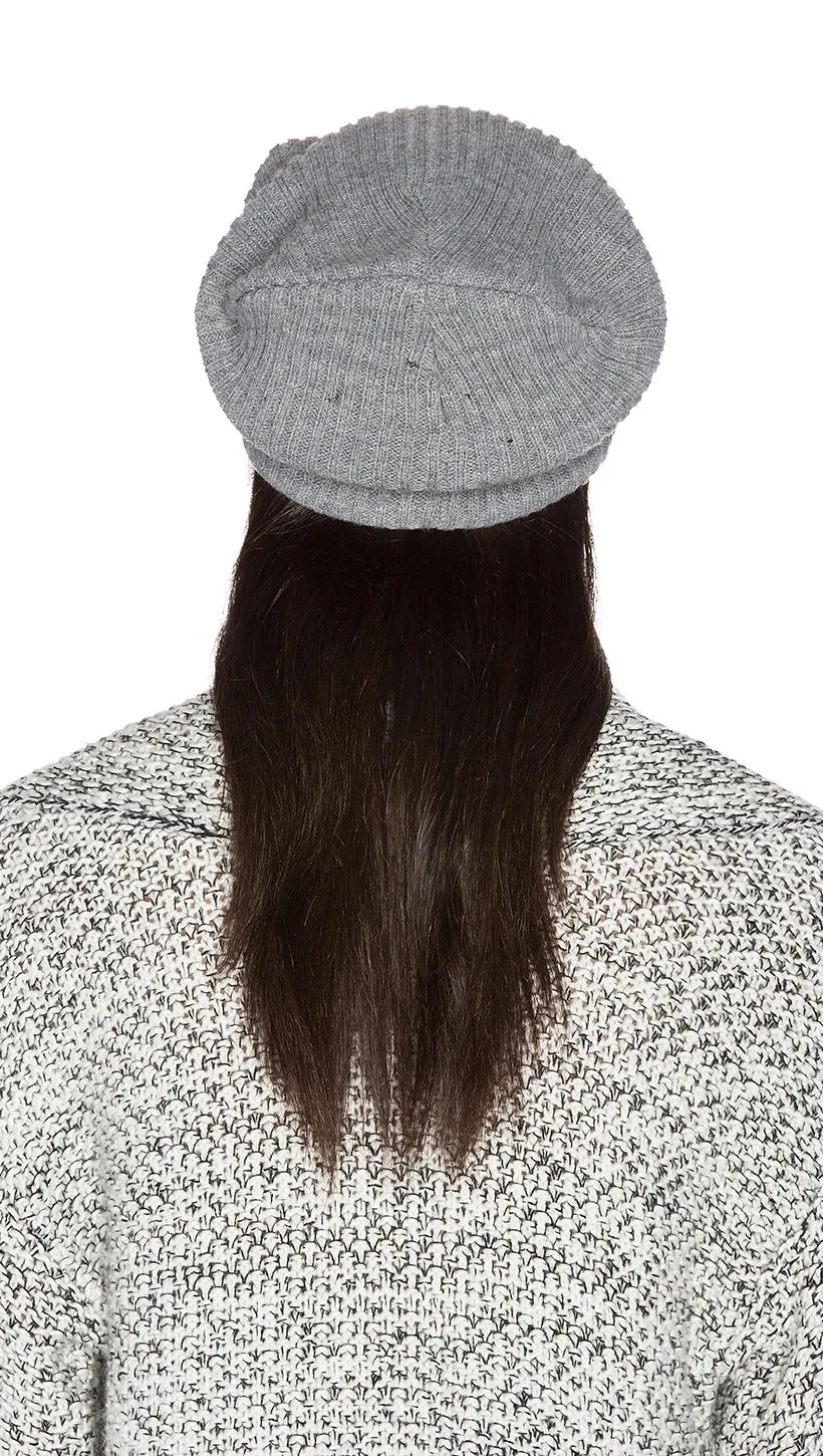 Plush Ribbed Knit Beanie Grey