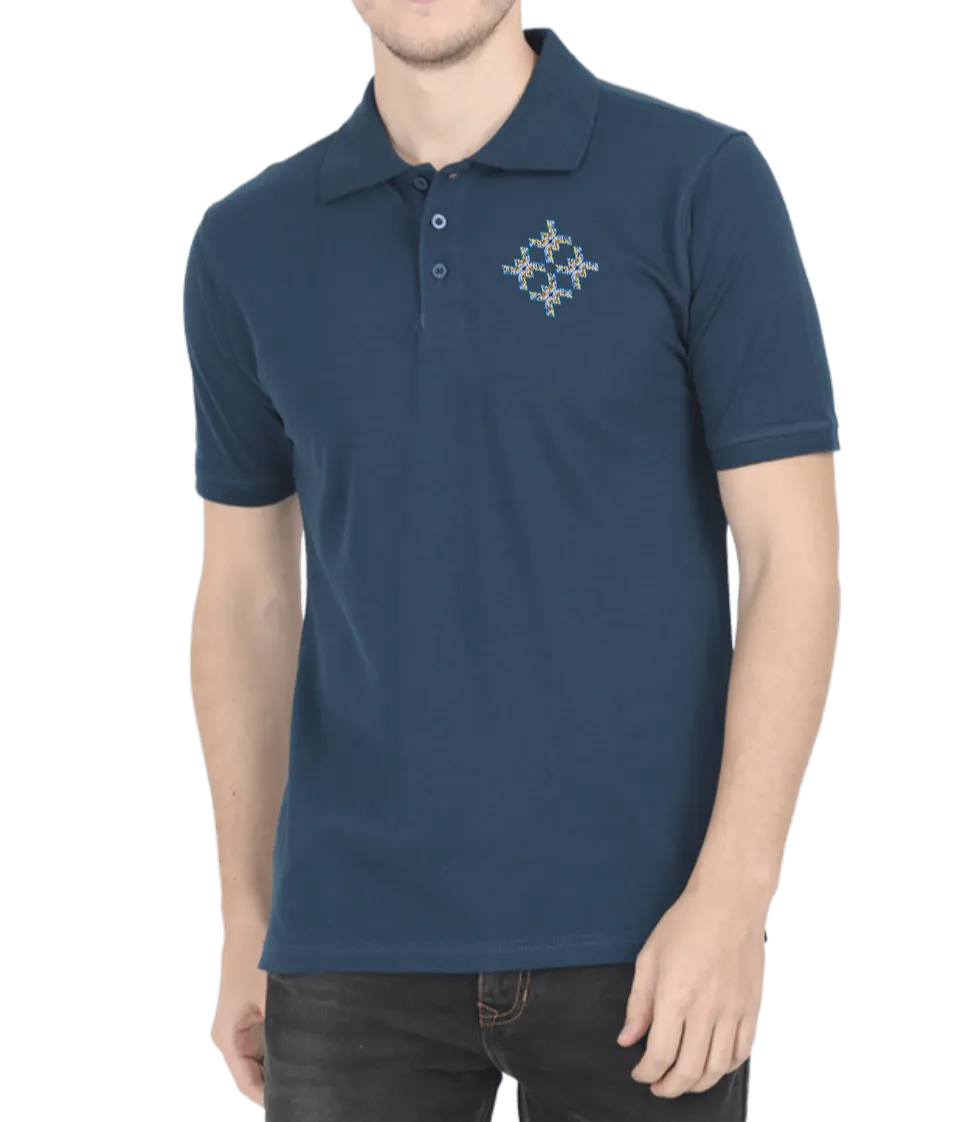 Polo T-Shirt Blue Geometric Pattern D21