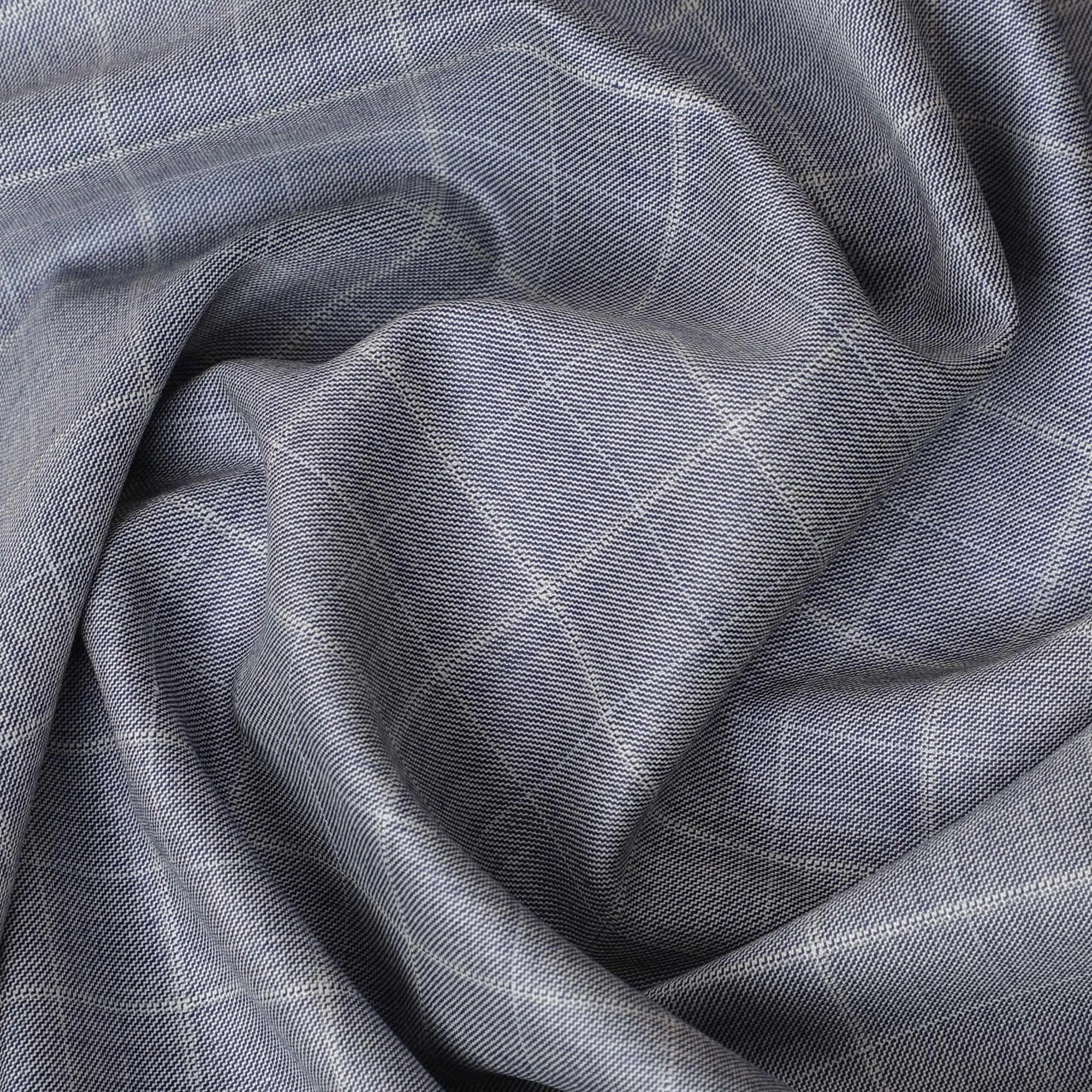 Powder blue Super 150's English all wool suiting fabric with beige checks design-D6842