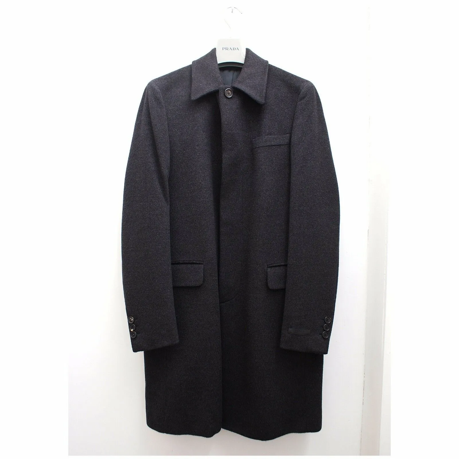 Prada Camel Hair Smart Over Coat in Anthracite Grey