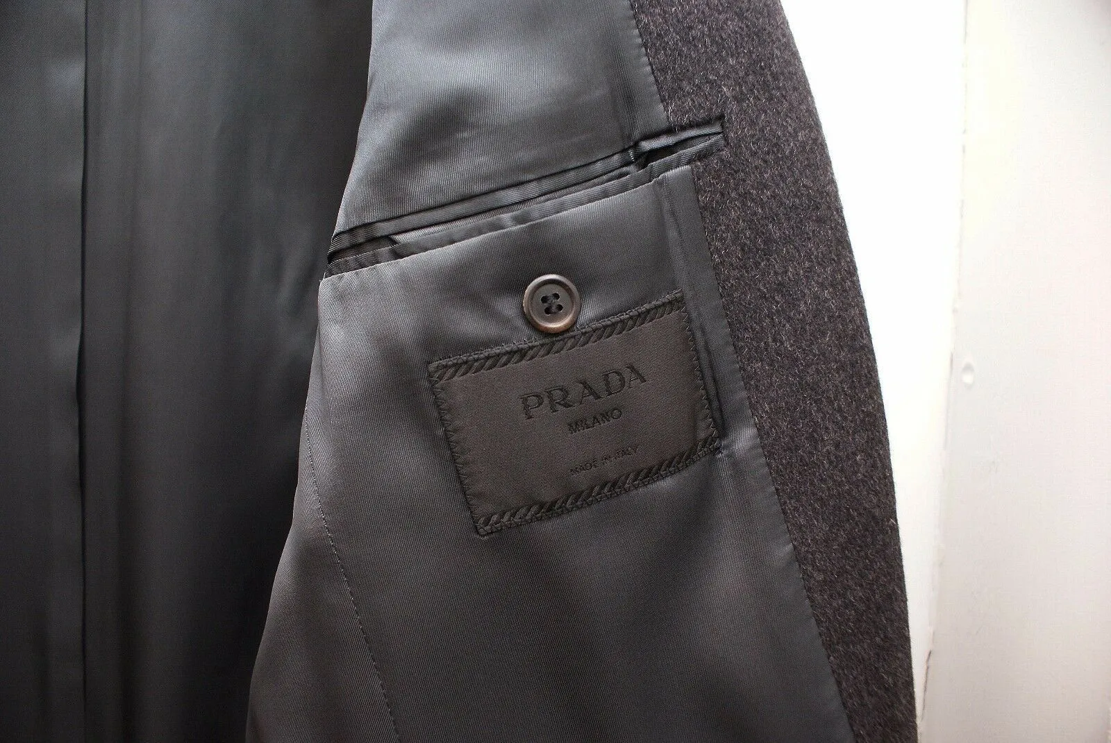 Prada Camel Hair Smart Over Coat in Anthracite Grey