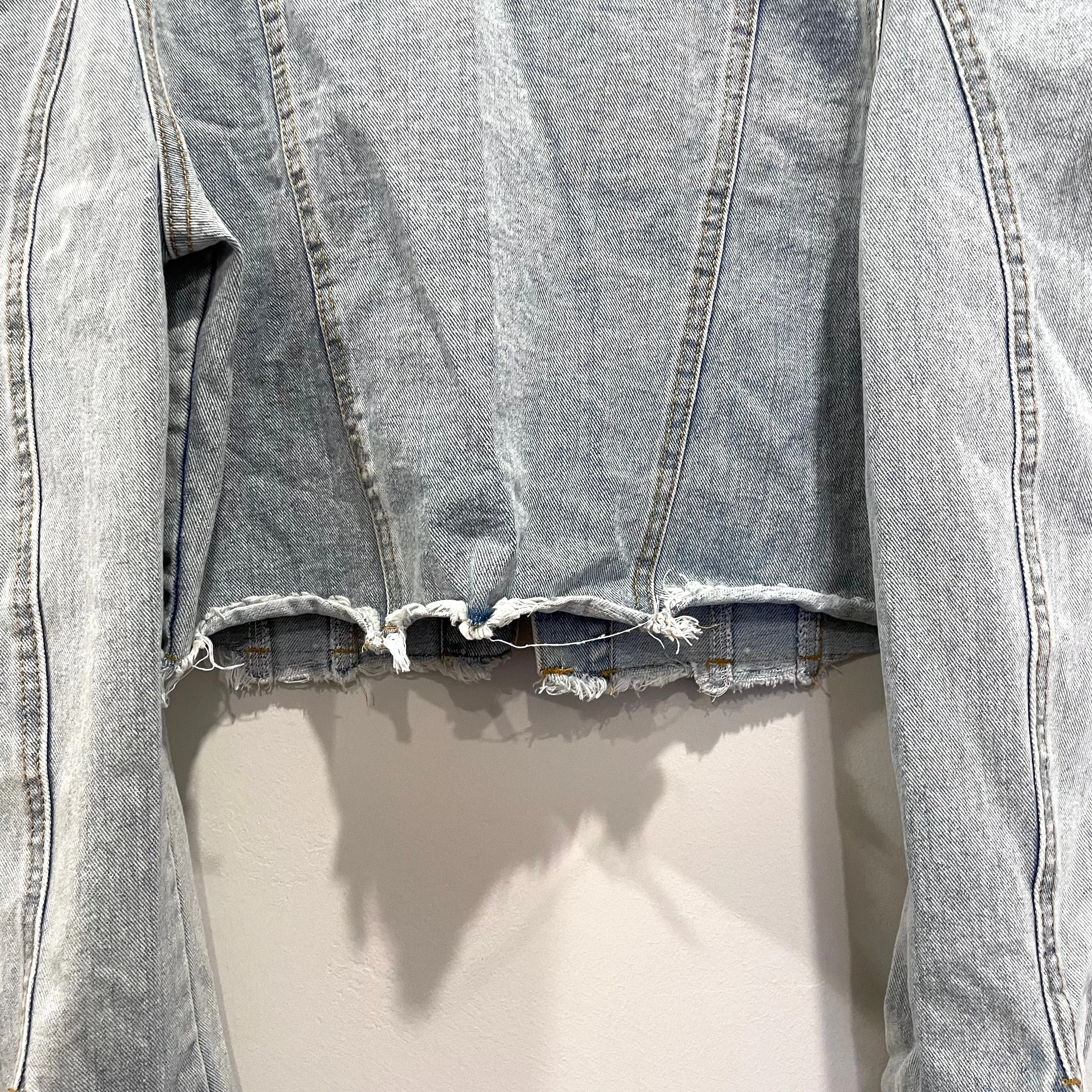 Puff Shoulder Crop Jean Jacket