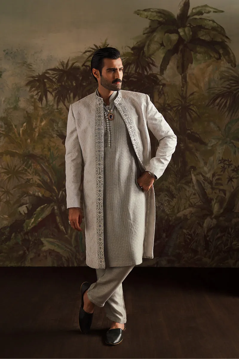 "Alyan" Ice Grey Embroidered Kurta Pajama