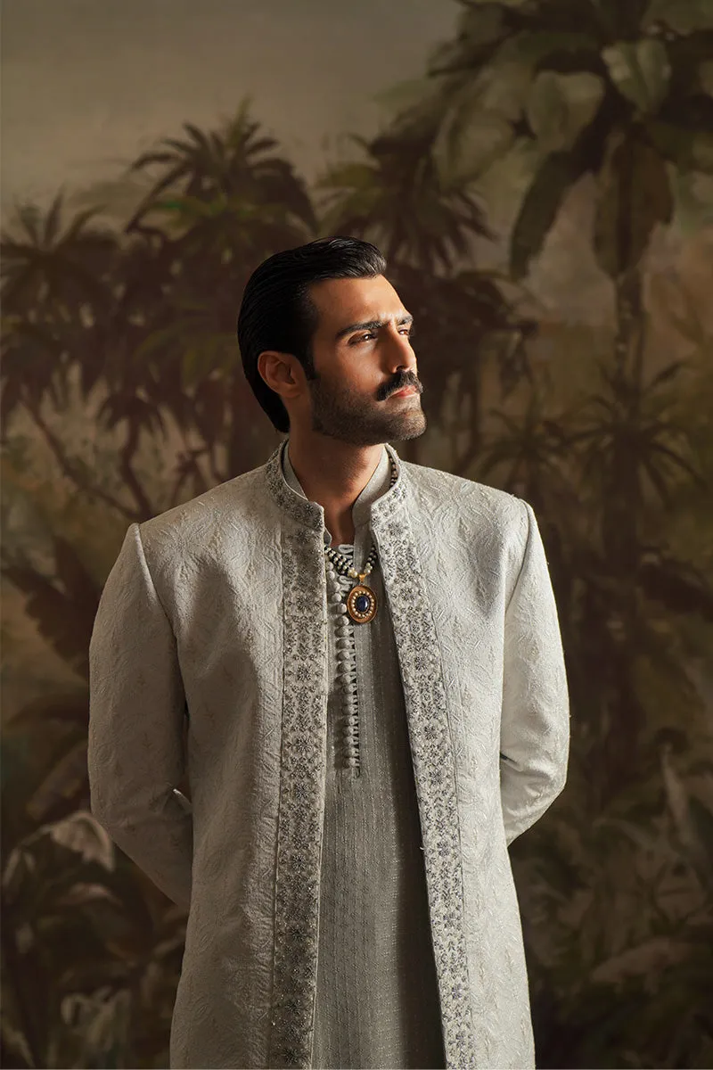 "Alyan" Ice Grey Embroidered Kurta Pajama