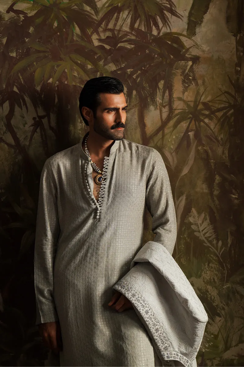 "Alyan" Ice Grey Embroidered Kurta Pajama