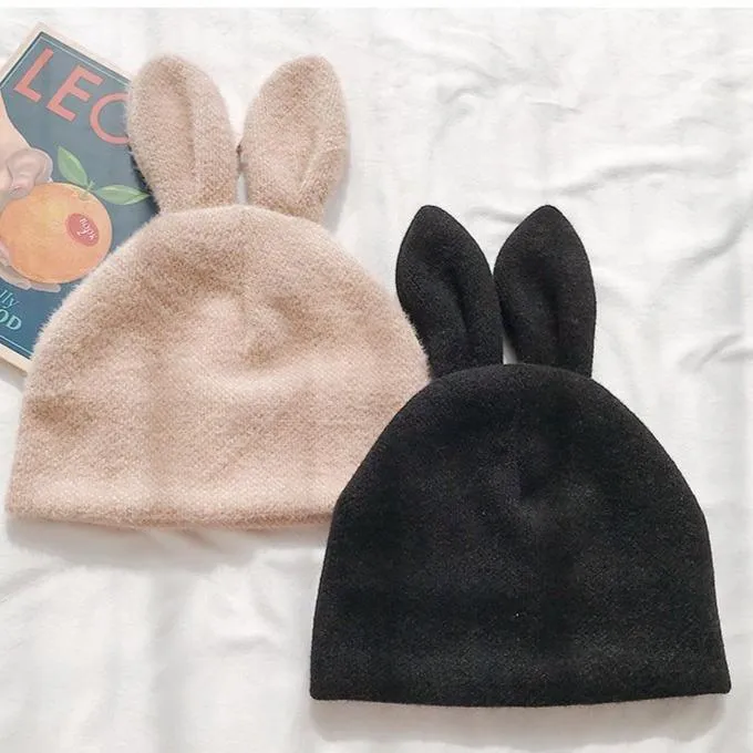 Rabbit Ears Soft Aesthetic Knitted Beanie Hat