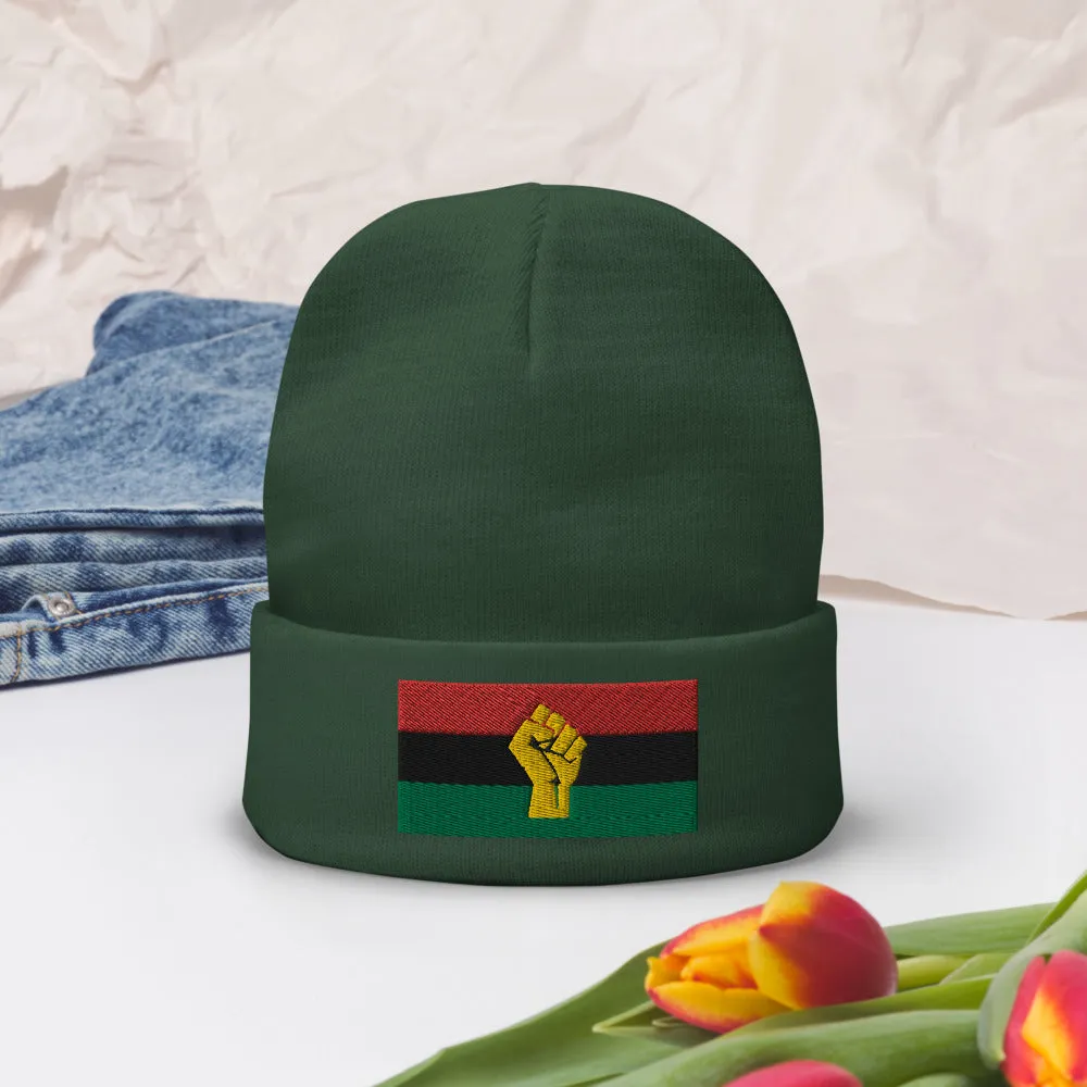 RBG Pan African Flag w/ Yellow Fist Knit Beanie