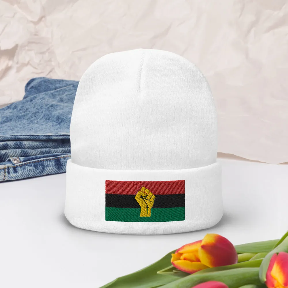 RBG Pan African Flag w/ Yellow Fist Knit Beanie